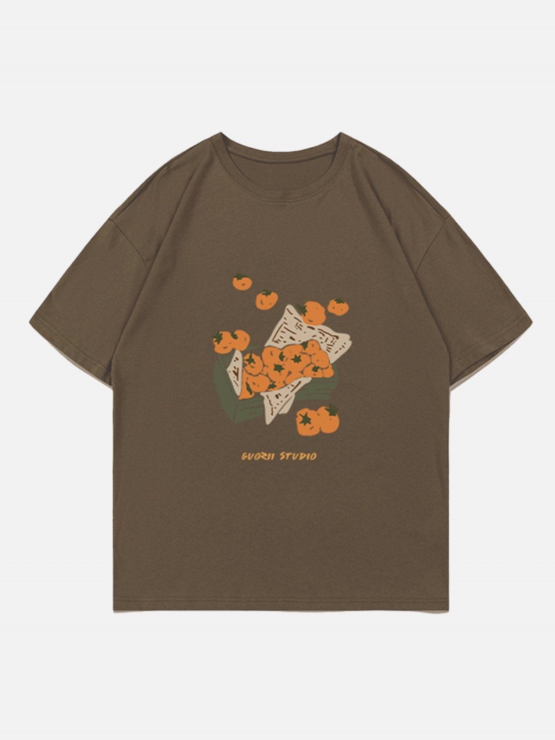 T Shirts Aelfric Eden Tomatoes Print Tee Abricot | ZST-32519600